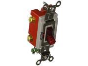 Hubbell HBL1222PL Double Pole Toggle Industrial Grade 20 amp 120 277V Pilot Light Red