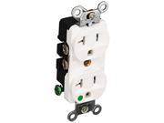 Hubbell HBL8300HW Duplex Receptacle Compact Hospital Grade 20 amp 125V 5 20R White