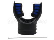 Scuba Choice Scuba Diving Ultra Black Silicone Mouthpiece with Color Tab and Regulator Tie Blue