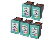 Speedy Inks 5pk Alternative replacement for Hewlett Packard HP 75 CB337WN Tri Color Ink Cartridge