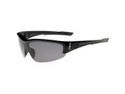 Beton Rannier Polarized Shatterproof Shield Lens TR 90 Semi Rimless Sports Sunglasses 68mm Shiny Black Smoke