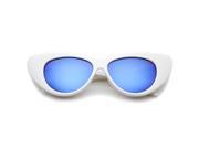Womens Cat Eye Sunglasses With UV400 Protected Mirrored Lens White Blue