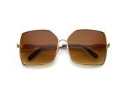 Womens Square Sunglasses With UV400 Protected Gradient Lens Gold Amber