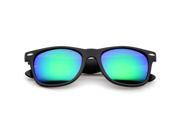 zeroUV Matte Finish Color Mirror Lens Large Square Horn Rimmed Sunglasses 55mm Black Forest