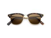 Mens Semi Rimless Sunglasses With UV400 Protected Composite Lens Tortoise Gold Brown
