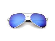Womens Metal Aviator Sunglasses With UV400 Protected Mirrored Lens Silver Ice