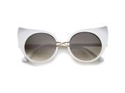 Women s Fashion Exaggerated Curved Round Cat Eye Sunglasses 47mm White Lavender