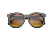 Women s Chic Oversized Horn Rimmed Flat Lens Round Sunglasses 64mm Shiny Tortoise Gold Amber