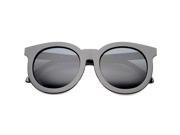 Women s Chic Oversized Horn Rimmed Flat Lens Round Sunglasses 64mm Shiny Black Gold Smoke