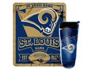 NFL St. Louis Rams Printed Fleece Throw with 16 oz Travel Mug Set 50 x 60 Blue