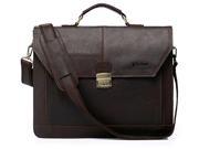 Vicenzo Leather Professional Full Grain Leather Briefcase Dark Brown
