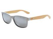 Eyekepper Men s Bamboo Wood Arms Classic Polarized Sunglasses Grey Frame Silver Mirror Lens