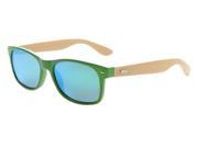 Eyekepper Men s Bamboo Wood Arms Classic Polarized Sunglasses Green Frame Green Mirror Lens