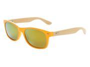 Eyekepper Men s Bamboo Wood Arms Classic Polarized Sunglasses Yellow Frame Red Mirror Lens