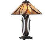 Quoizel 2 Light Asheville Tiffany Table Lamp in Valiant Bronze TF1180TVA