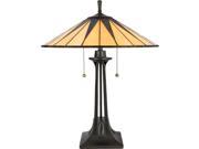 Quoizel 2 Light Gotham Tiffany Table Lamp in Vintage Bronze TF6668VB