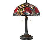 Quoizel 2 Light Larissa Tiffany Table Lamp in Vintage Bronze TF879T