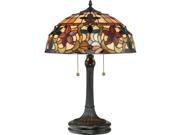 Quoizel 2 Light Kami Tiffany Table Lamp in Vintage Bronze TF878T