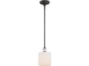 Quoizel Lighting DW1506D Downtown One Light Rod Hung Mini Pendant Dusk Bronze Finish with Opal Etched Glass