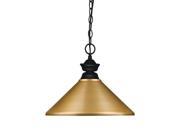Z Lite 100701MB MSG Riviera One Light Pendant Matte Black Finish with Satin Gold Shade