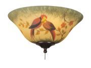 13in. Hand Painted Parrot Glass Bowl for Ceiling Fan Light