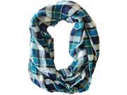 Amtal Black White Teal Plaid Checkered Design Soft Lightweight Infinity Scarf
