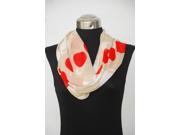 Amtal Women Beige Red White Abstract Circle Design Soft Infinity Scarf