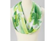 Amtal Lightweight Green White Floral Leaves Design Soft Casual Infinity Scarf