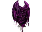 Amtal Soft Silky Houndstooth Square Scarf with Tassels Black Purple
