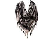 Amtal Soft Silky Houndstooth Square Scarf with Tassels Black Grey
