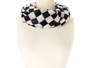 Amtal Women Crochet Knit Plaid Checkered Design Soft Casual Infinity Scarf