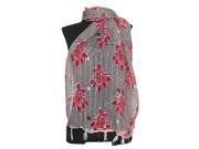 Amtal Women Grey Pink Flowers Design Lightweight Summer Soft Scarf w Tassels