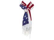 Amtal Women USA America Flag Printed Oblong Soft Lightweight Scarf w Tassels