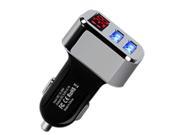 Revolity Gold Plated Car charger 5V 3.1A with Two Smart Port and An Intelligent Voltage Screen Color Black Silver