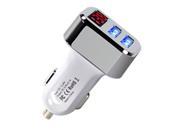 Revolity Gold Plated Car charger 5V 3.1A with Two Smart Port and An Intelligent Voltage Screen Color White Silver