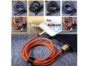 Micro USB Cable For iPhone 6 6S Plus Samsung Sony HTC Xiaomi Leather and Jean Cloth Fast Charging Charger Data Line 100CM TOMKAS