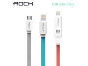 ROCK Colorful Plug Micro USB Cable for iPhone 6 6s Plus 5s iPadmini Samsung Sony Xiao mi HTC 2 in 1 Phone Data Line