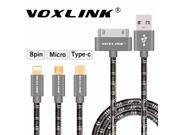 usb charger cable VOXLINK Crocodile Leather Gold plated Micro USB Cable usb type c usb 3.1 cable for Android iPhone smart phones