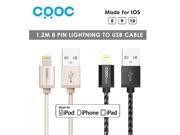 CRDC 1.2M Alloy Nylon MFi 8 Pin Usb Cable for Lightning Data Sync Charger Cable for iPhone 7 5s 6s plus Apple iPad Air 2 iOS9 10
