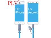 2in1 micro USB cable Sync Data Charging Charger Flat Noodle Cable for iPhone 5s 6 plus For Samsung S4 S5 S6 for Android