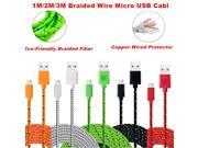 XEDAIN Good quality 2M Nylon Braided Micro USB Cable Charger Data Sync Cable Cord For Samsung Galaxy Cell phones 5 colors