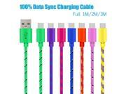 1M3M Hot Selling Braided Fabric Micro USB Cord Data Sync Charger Cable For Android Smart Phone for tablet PC
