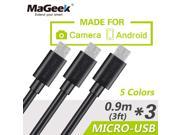 [3 Pieces] MaGeek Micro USB Cable 0.9mx3 3ftx3 Fast Charge Mobile Phone Cables for Samsung LG Huawei Xiaomi Android Phone