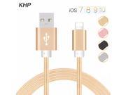 KHP 1 Meter Alloy Nylon Fast Charger 8 Pin USB Cable For iPhone 5 6 5S 5C 5SE 6S 7 7S Plus iPad 4 2 3 Air iPod