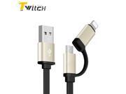 2 in 1 Aluminium Micro USB cable 1 Mt Charging Cell Cable for iPhone 6 5 S 5 charger data ios For Samsung Galaxy Android