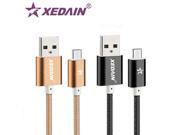 XEDAIN 2m Metal Nylon Braid Micro USB Cable for Samsung Xiaomi Meizu Huawei HTC SONY USB Cable Alloy Data Charging cable