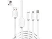 Baseus 3 in 1 8pin Micro Type C USB Cable Data Sync Charging Cable For iPhone Android For Nexus 5X 6P HTC 10 LG G5 Charger