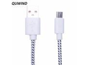 QUWIND Nylon braided Cable 1M 2 M Micro USB Charging Data Cable for Samsung HTC Cell Phones