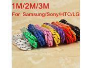 Noodle Flat Cable Fabric Braided Micro USB Cable 1m 3ft 2m 6ft 3m 10ft Charging Cable for Samsung Galaxy S4 S3 S6 Edge Note 2 4