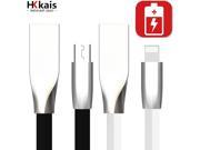 1M 1.5M 2M USB Cable HKkais 3D Zinc Alloy Micro USB Fast Charging Data Sync Cable for iPhone 7 6 6s Plus 5s iPad Samsung LG HTC